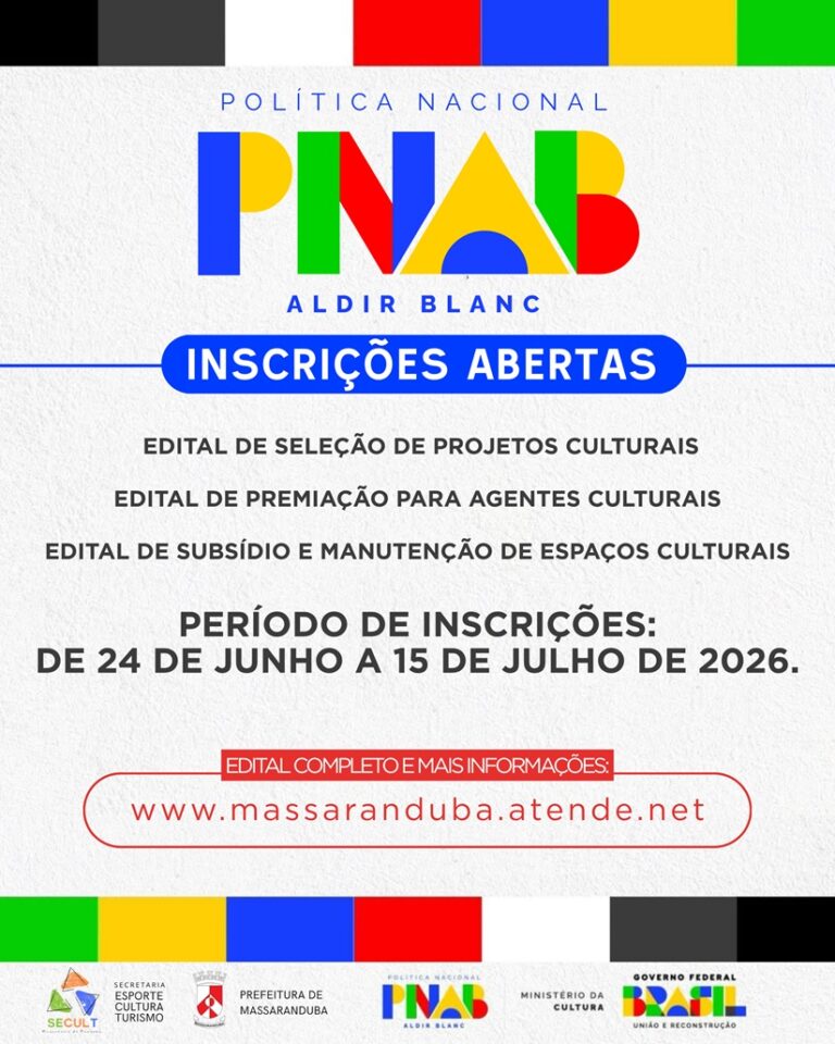 Agentes culturais, projetos e espaços culturais podem se inscrever até o dia 15 de julho